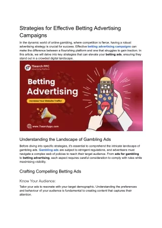 Strategies for Effective Betting Advertising Campaigns