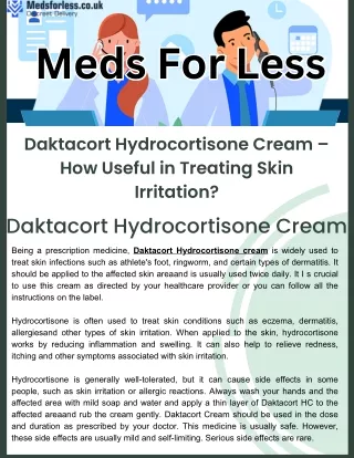Daktacort Hydrocortisone Cream – How Useful in Treating Skin Irritation?