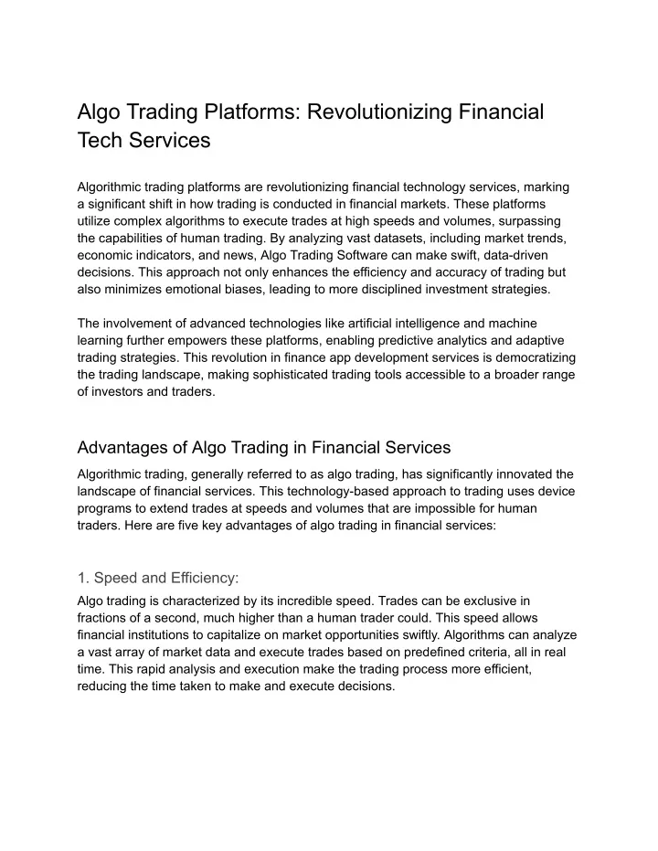 algo trading platforms revolutionizing financial