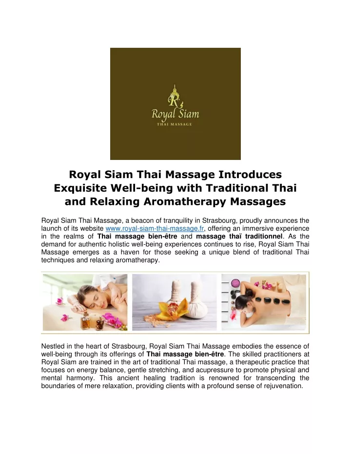 royal siam thai massage introduces exquisite well