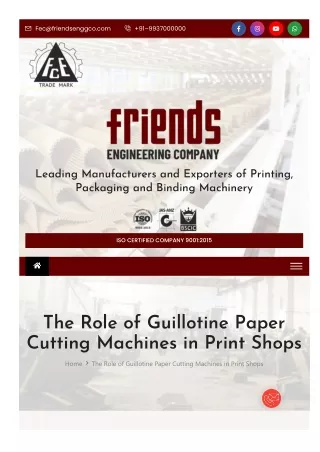 The Role of Guillotine Paper Cutting Machines in Print Shops