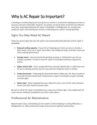 Why Is AC Repair So Important