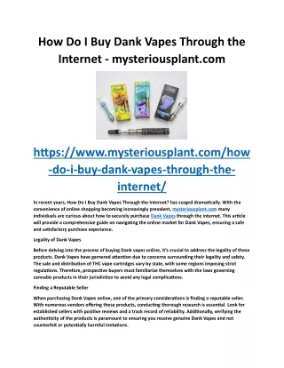 How Do I Buy Dank Vapes Through the Internet - mysteriousplant.com