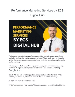 Performance Marketing Services by ECS Digital Hub