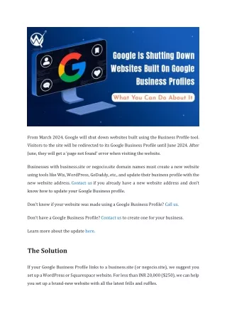 Websites Created Using Google Business Profile Will Be Shut Down