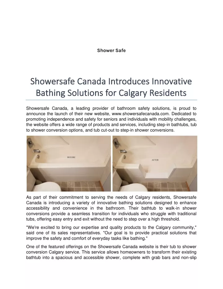 showersafe canada introduces innovative