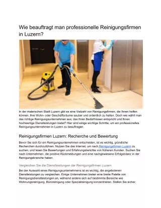 Wie beauftragt man professionelle Reinigungsfirmen in Luzern