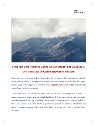 Find The Best Outdoor Coffee At Nonormal.Com To Enjoy A Delicious Cup Of Coffee Anywhere You Are