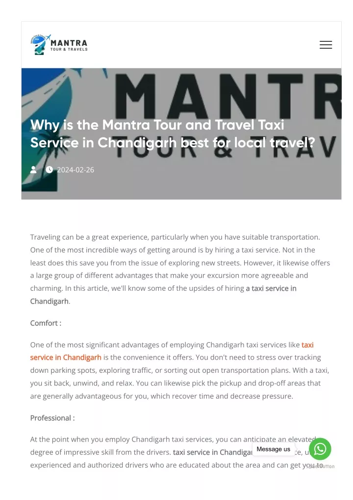why is the mantra tour and travel taxi service