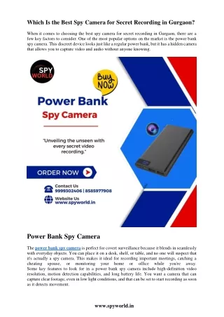 Which Is the Best Spy Camera for Secret Recording in Gurgaon