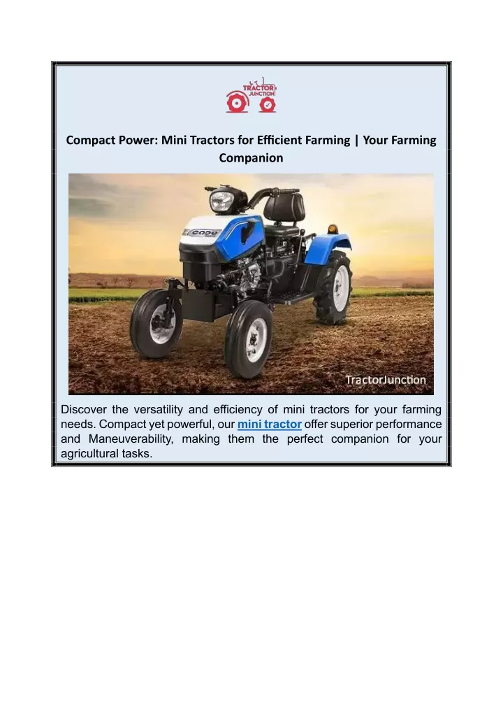 compact power mini tractors for efficient farming
