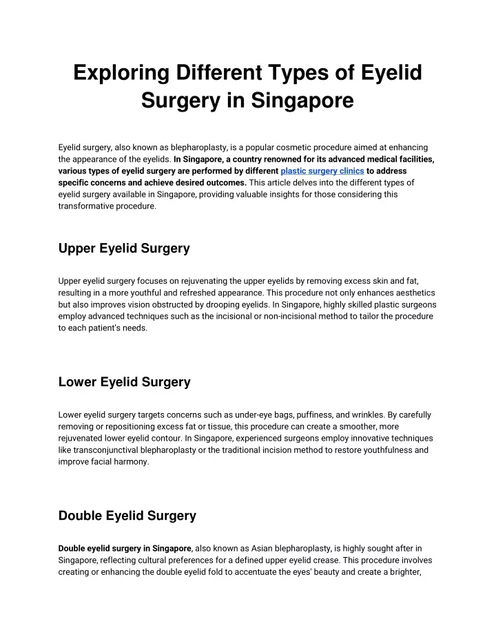 exploring different types of eyelid surgery