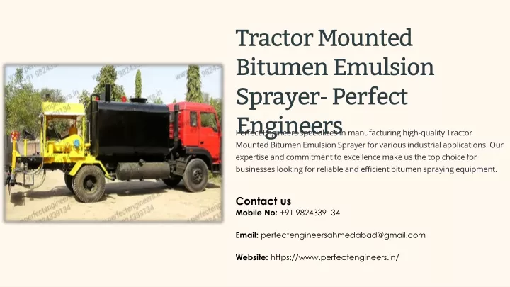 tractor mounted bitumen emulsion sprayer perfect