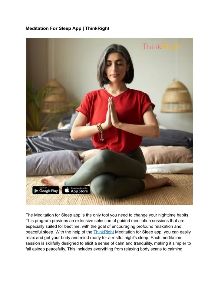 meditation for sleep app thinkright