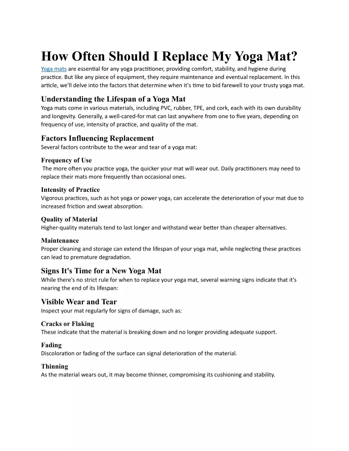 how often should i replace my yoga mat yoga mats