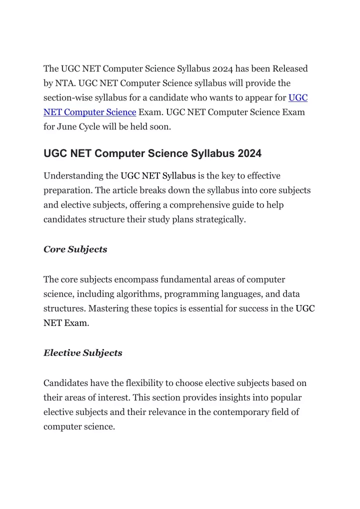 PPT - The UGC NET Computer Science Syllabus 2024 Has Been Released By ...