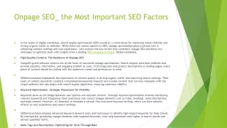 onpage seo the most important seo factors