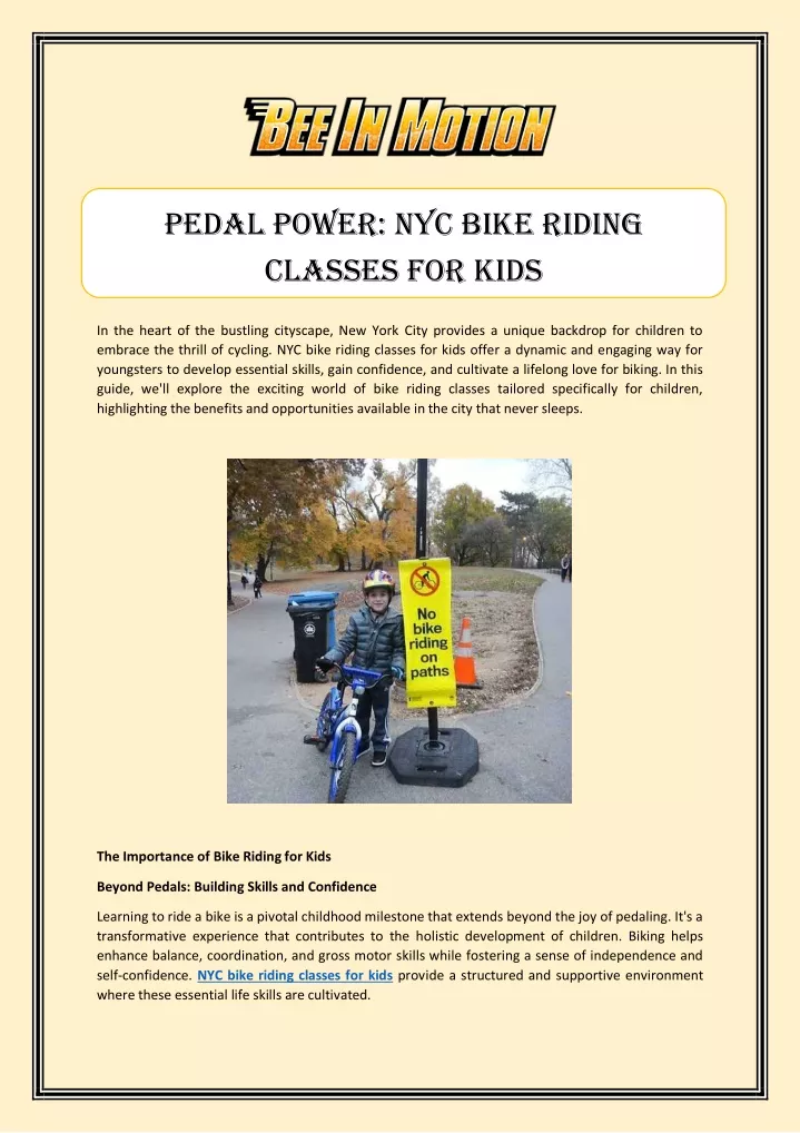 pedal power nyc bike riding classes for kids