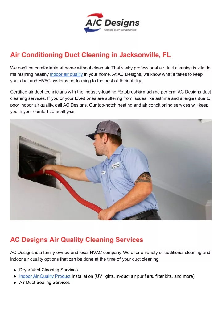 air conditioning duct cleaning in jacksonville fl