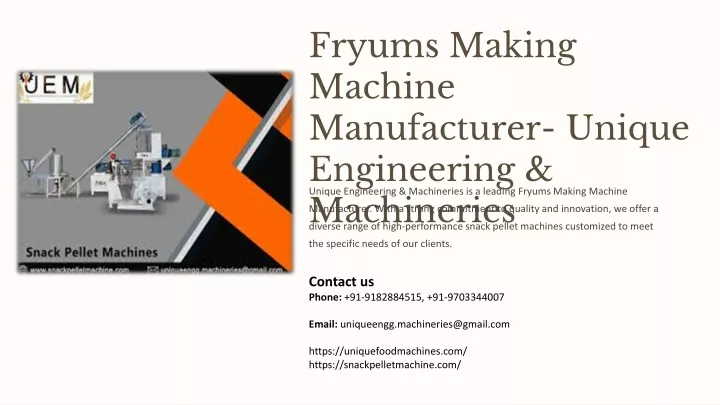 fryums making machine manufacturer unique