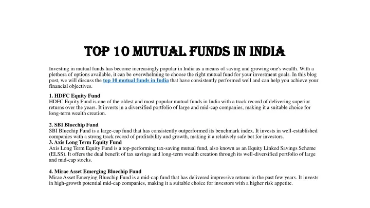 top 10 mutual funds in top 10 mutual funds