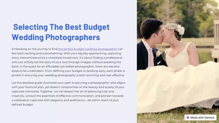 selecting the best budget wedding photographers