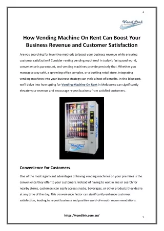 How Vending Machine On Rent Can Boost Your Business Revenue and Customer Satisfaction