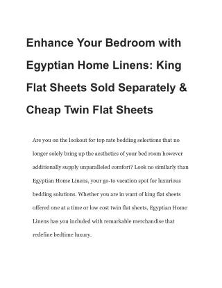 Enhance Your Bedroom with Egyptian Home Linens_ King Flat Sheets Sold Separately & Cheap Twin Flat Sheets