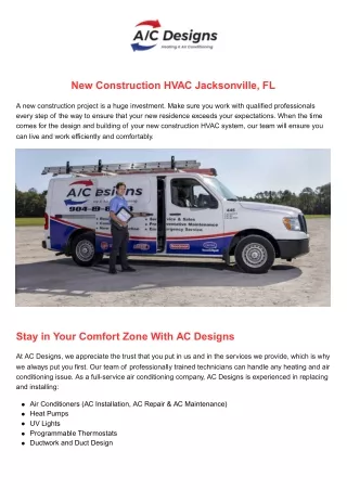 New Construction HVAC Jacksonville FL