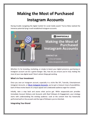 Making the Most of Purchased Instagram Accounts