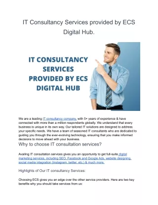 IT Consultancy Services provided by ECS Digital Hub. - ECS Digital Hub Digital Marketing Courses