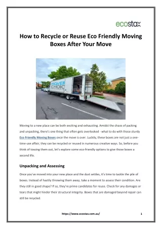 How to Recycle or Reuse Eco Friendly Moving Boxes After Your Move