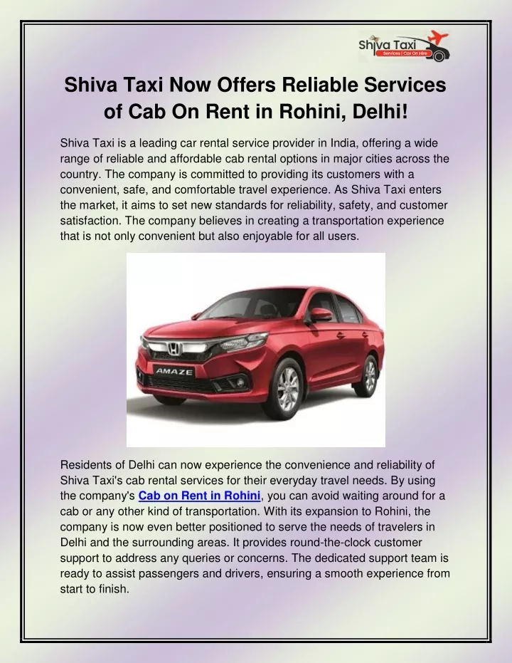 shiva taxi now offers reliable services