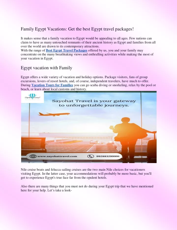 family egypt vacations get the best egypt travel