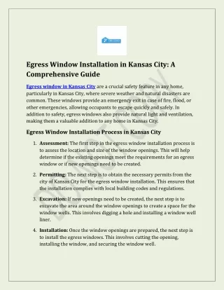 Egress Window Installation in Kansas City A Comprehensive Guide