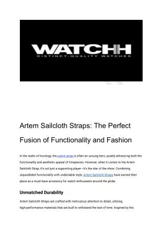 Artem Sailcloth Straps_ The Perfect Fusion of Functionality and Fashion