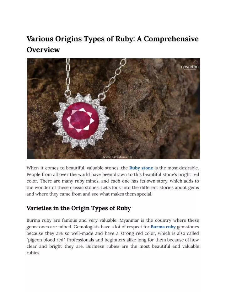 various origins types of ruby a comprehensive