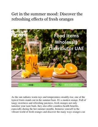 Get in the summer mood Discover the refreshing effects of fresh oranges
