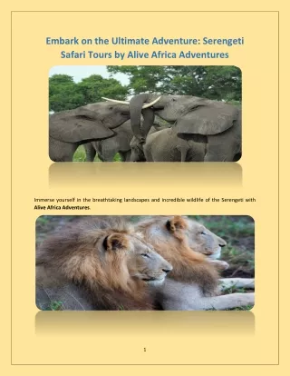 Embark on the Ultimate Adventure: Serengeti Safari Tours by Alive Africa Adventu