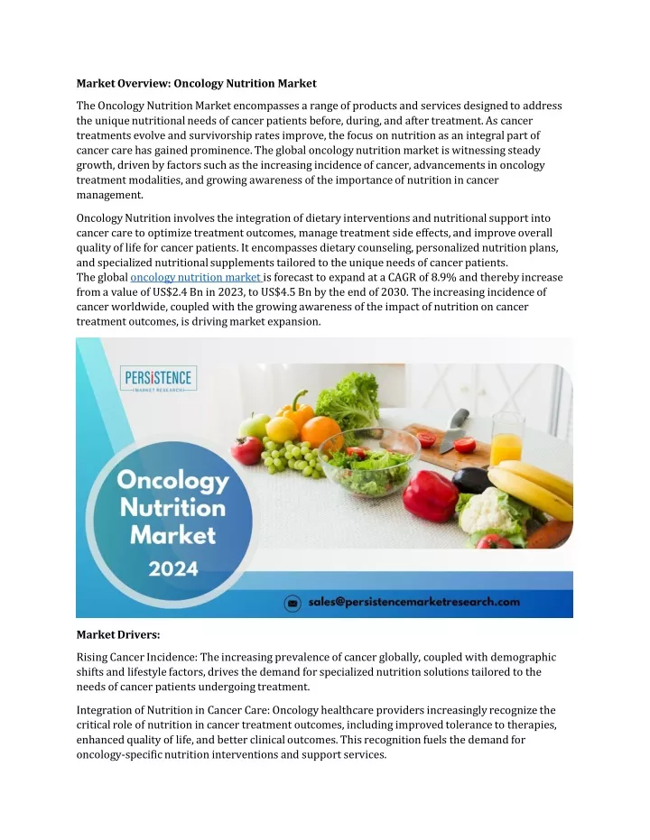 market overview oncology nutrition market