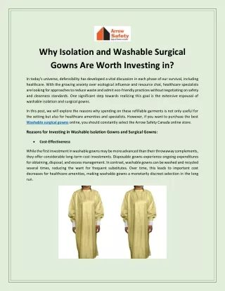 Why Isolation and Washable Surgical Gowns Are Worth Investing in?