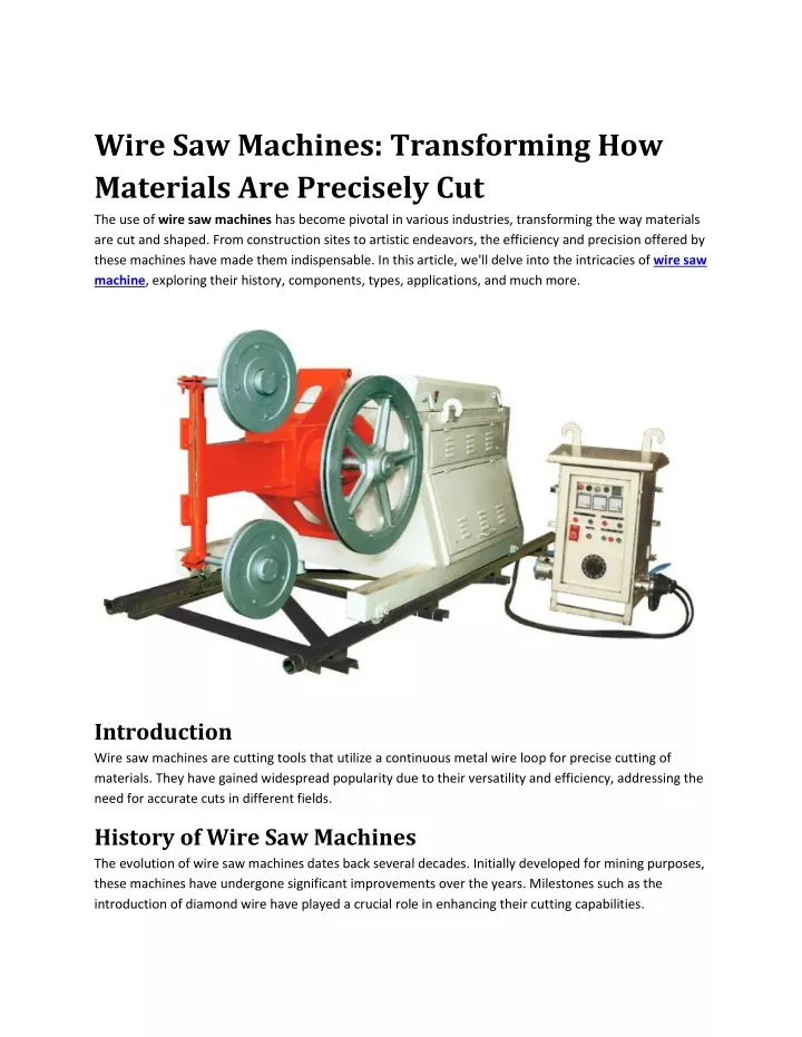 wire saw machines transforming how materials