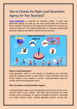 Lead Generation Agency for Your Business