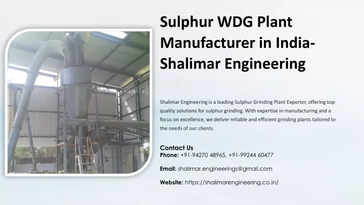 sulphur wdg plant manufacturer in india shalimar