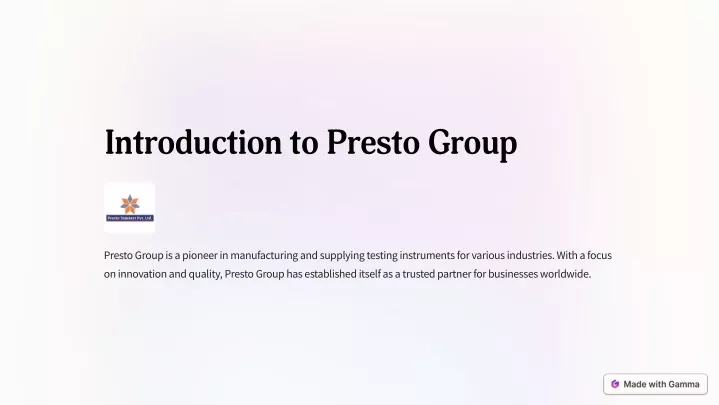 introduction to presto group