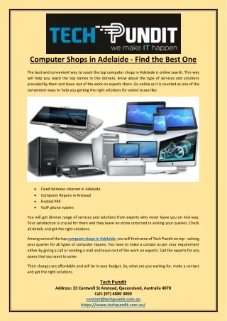 Computer Shops in Adelaide - Find the Best One