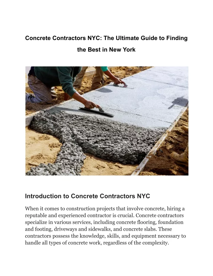 concrete contractors nyc the ultimate guide