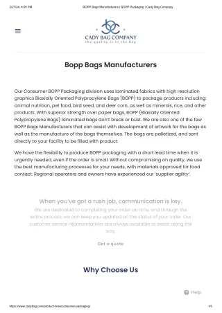 BOPP Bags Manufacturers _ BOPP Packaging _ Cady Bag Company