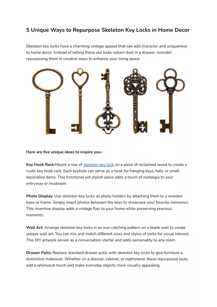 5 unique ways to repurpose skeleton key locks