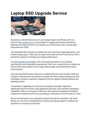 laptop ssd upgrade service